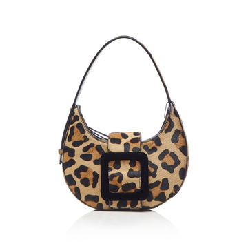 Cindy Buckle Haircalf Cheetah Print Mini Hobo Bag