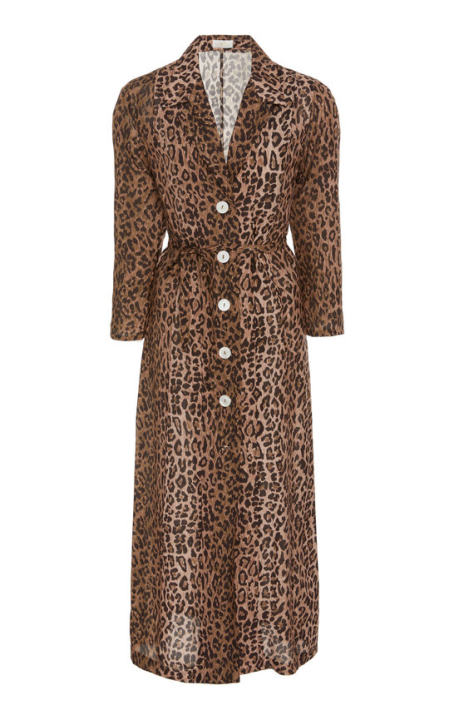 Sienna Cheetah-Print Midi Shirt Dress展示图