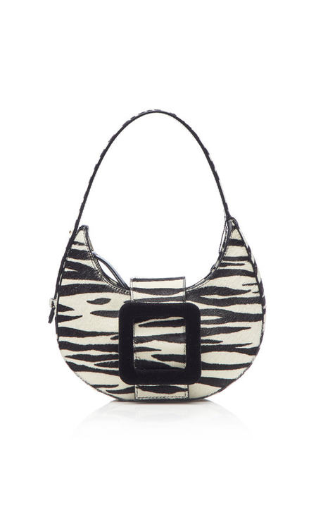 Cindy Buckle Haircalf Zebra Print Mini Hobo Bag展示图