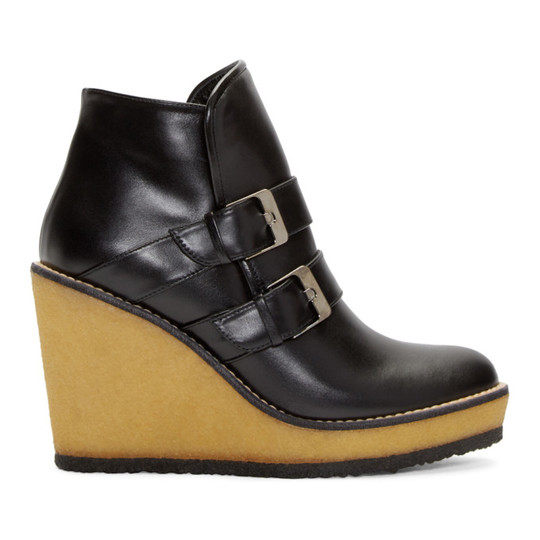 Black Leather Avril Wedge Ski Boots展示图