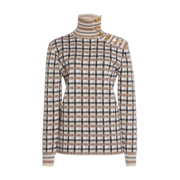 Plaid Jersey Turtleneck