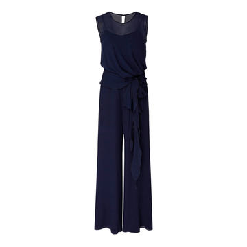 Draped Wide-Leg Silk Jumpsuit