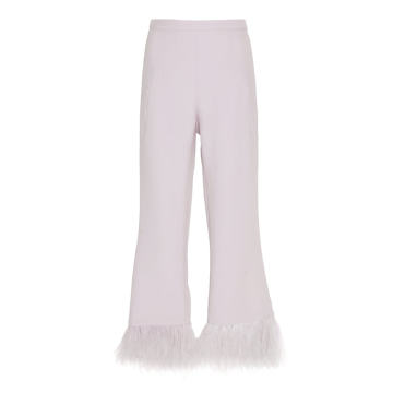 Ostrich Feathered Straight-Leg Pants