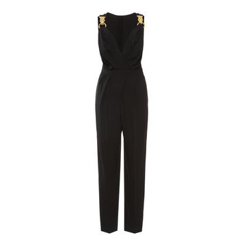 V-Neck Skinny Leg Sable Jumpsuit