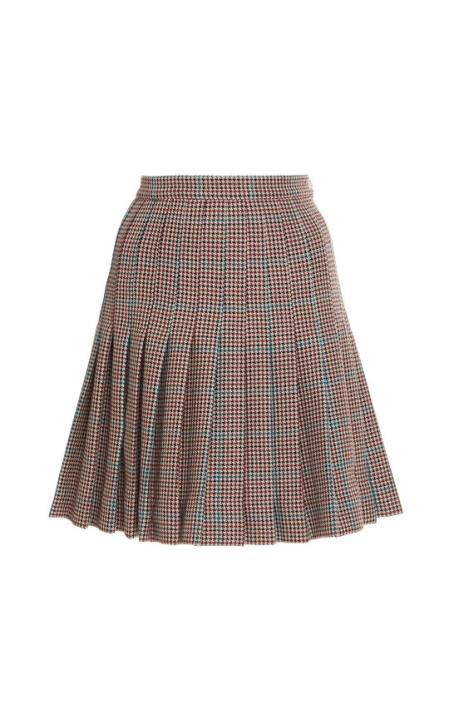 Check Pleated Wool Skirt展示图