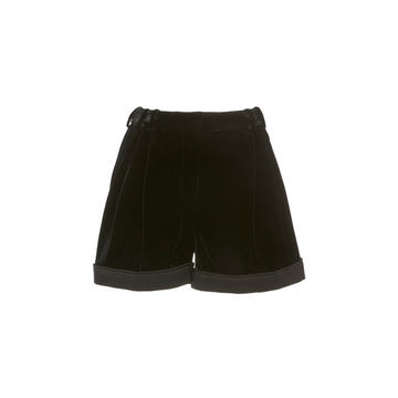 Pleated Velvet High Waist Shorts