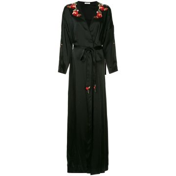 silky poppy trim robe gown