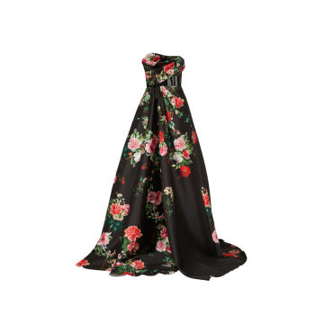 Archer Strapless Draped Floral Gown