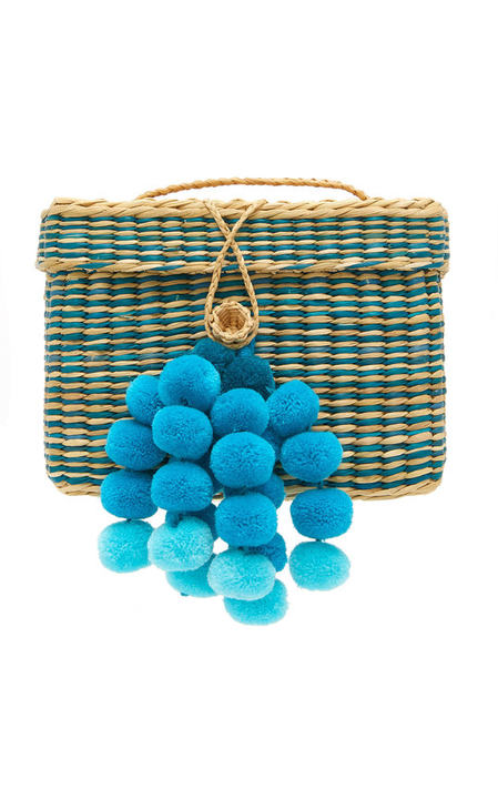 Exclusive Baby Roge Pom Pom-Embellished Woven Raffia Tote展示图