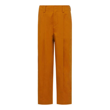 Cropped Straight-Leg Cotton-Blend Pants