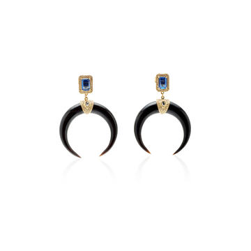 One Of A Kind 14K Yellow Gold Iolite And Horn Earrings