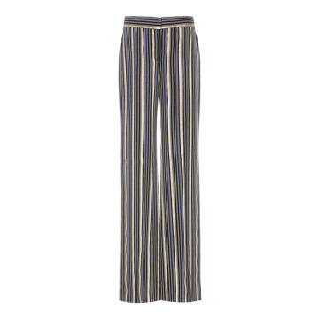 Striped High-Waisted Straight-Leg Trousers