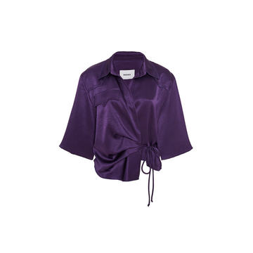 Dalas Wrap-Effect Satin Top