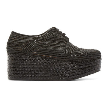 Black Platform Raffia Pinto Shoes