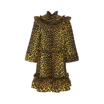 Bijou Ruffled Animal-Print Mini Dress