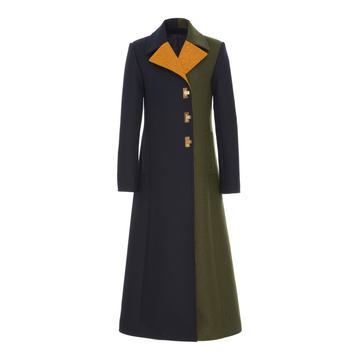 Colorblock Wool-Blend Coat