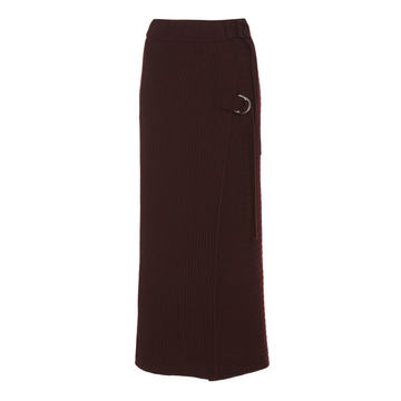 Strapped Wool-Blend Wrap Skirt