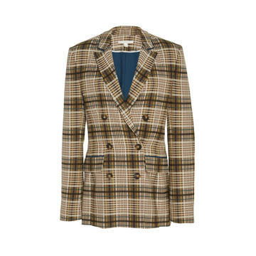 Plaid Tailored Wool-Blend Blazer