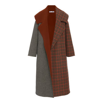 Wool-Cashmere Plaid Combo Coat