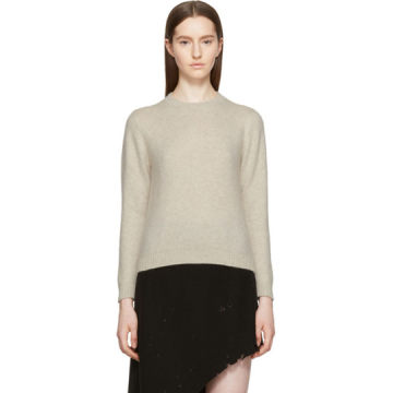 Off-White Cashmere Simple Cropped Crewneck Sweater
