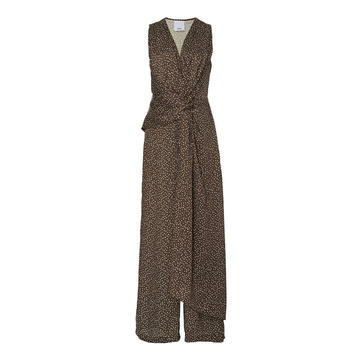 Doheny Ruched-Waist Dot-Print Wide-Leg Jumpsuit