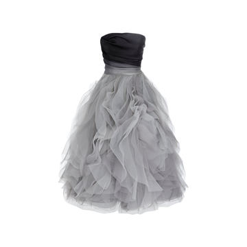 Strapless Ruffled Organza Gown