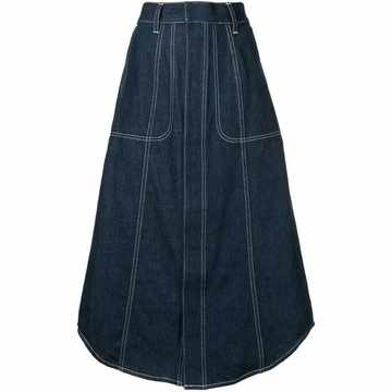 contrast stitch denim skirt