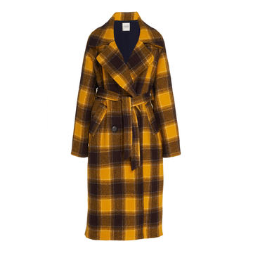 Plaid Double Breasted Trench Coat