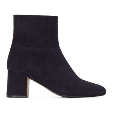 Navy Suede Almond Toe Boots