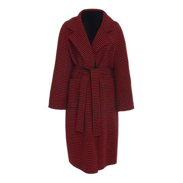 Lyonia Double-Faced Wool-Blend Houndstooth Coat