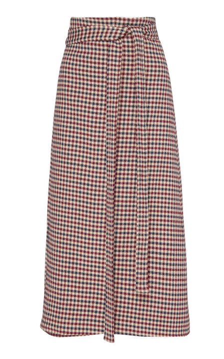 Plaid Belted Pencil Skirt展示图