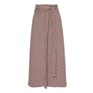 Plaid Belted Pencil Skirt