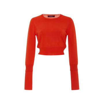 Gwin Cropped Stretch-Knit Sweater