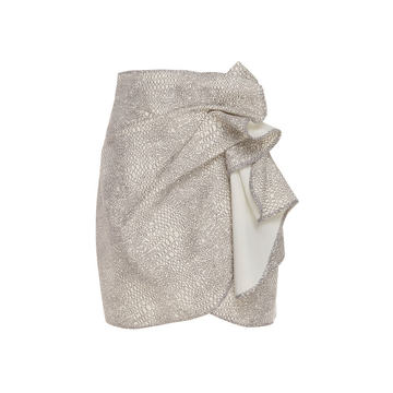 Bronte Ruffled Wrap-Effect Metallic Snake-Print Skirt