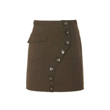 Tana Asymmetrical Button-Front Denim Skirt