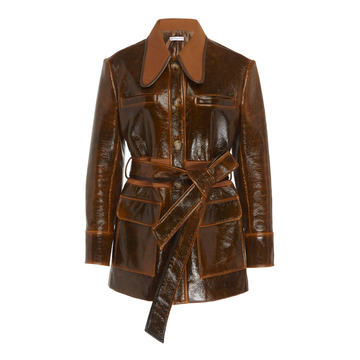 Felix Laminated Leather Belted Jacket