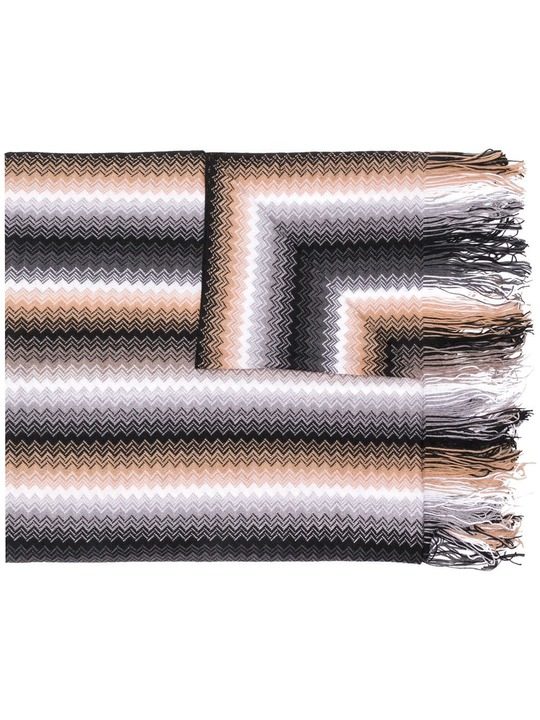 fringed zigzag stripe scarf展示图