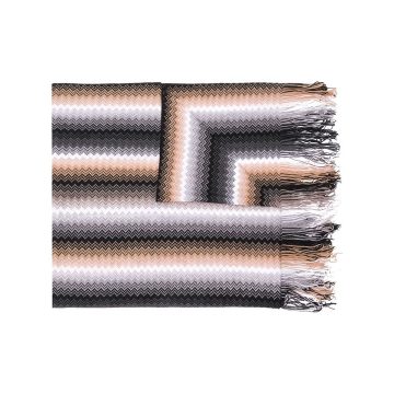 fringed zigzag stripe scarf