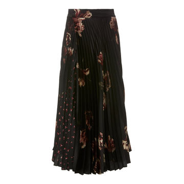 Mixed Tulip-Print Pleated Midi Skirt