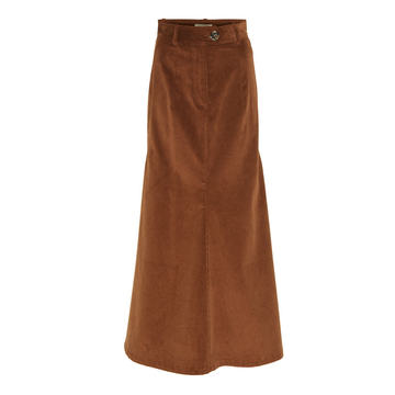 Back To Front Brown Corduroy Skirt