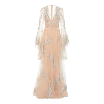 M'O Exclusive Aurore Sequined Tulle Maxi Dress