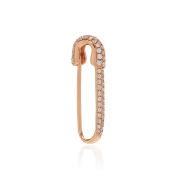 18K Rose Gold And Diamond Safety Pin Left Earring