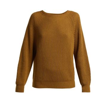 Boat-neck cotton and wool-blend sweater
