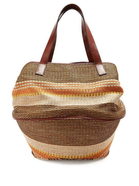 Party raffia and leather basket bag展示图