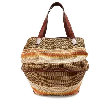 Party raffia and leather basket bag
