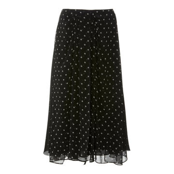 Mixed-Media Dot-Print Midi Skirt