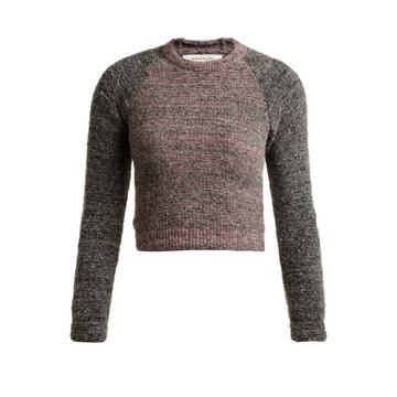 Raglan-sleeve alpaca-blend cropped sweater