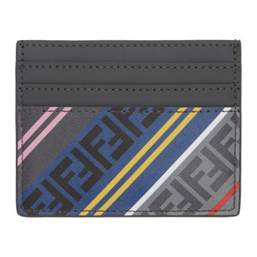 Grey Striped 'Forever Fendi' Card Holder