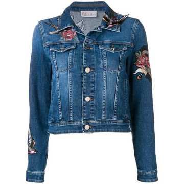 floral appliqué denim jacket