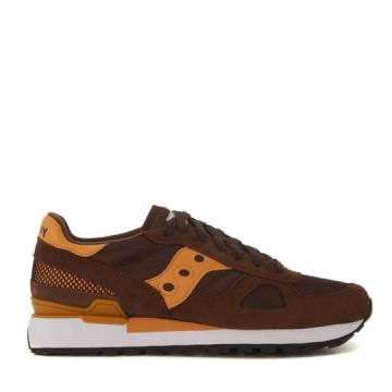 Saucony Shadow Sneaker  In Brown And Orange Suede